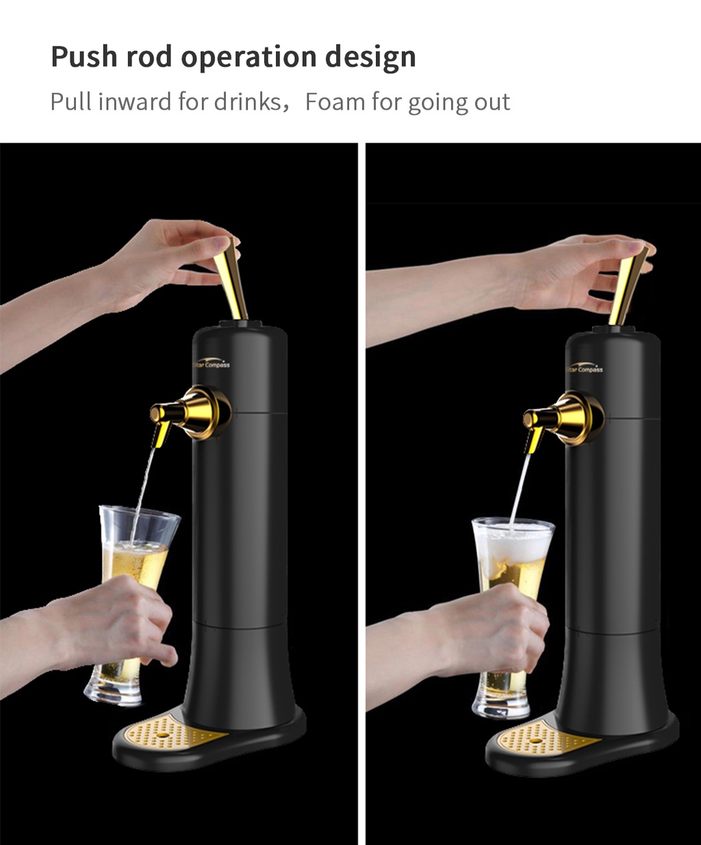 RGWYGCG Draft Beer Dispenser,Canned Beer Draft System, Mini Draft Kegerator,Beer Foam Maker,Beer Tap,Beer Foam Machine,Converts Any Can Into Draft For Beer Bars,A Great Gift For Beer Lovers,Silver