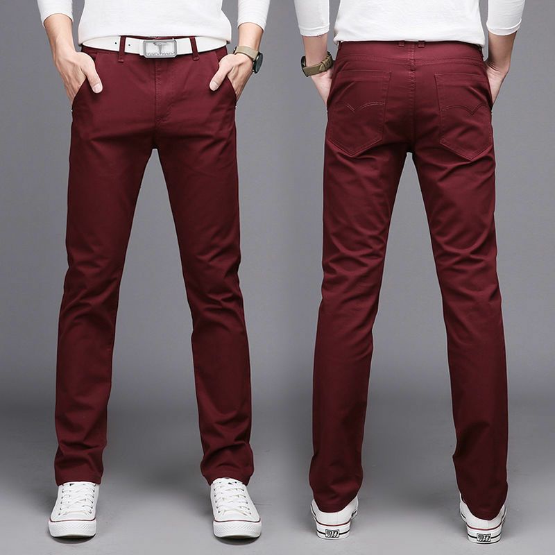 [7 Colors] Men Pants Long Business Casual Work Pants Breathable Thin