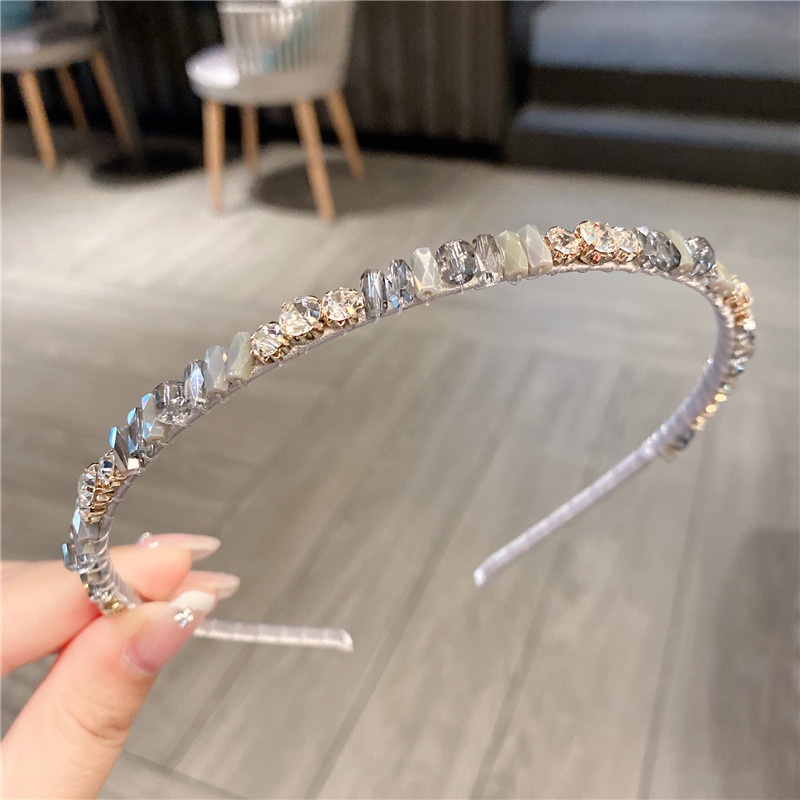 Korean Fashion Zircon Crystal Thin Head Bands for Girls Dress Pearl ...