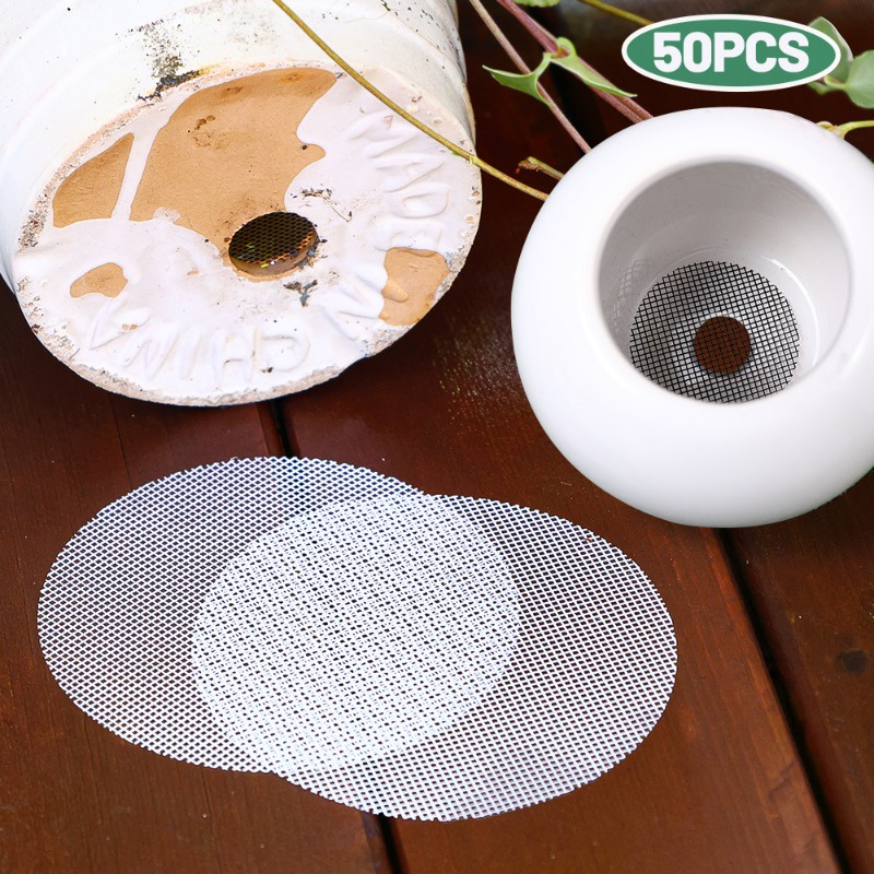 50Pcs Flower Pot Hole Mesh Pad / Square Round Drainage Hole Screen ...
