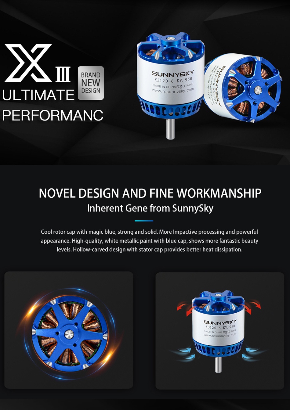 SUNNYSKY X3120-III 3120 760KV 880KV 1025KV Outrunner Brushless Motor ...