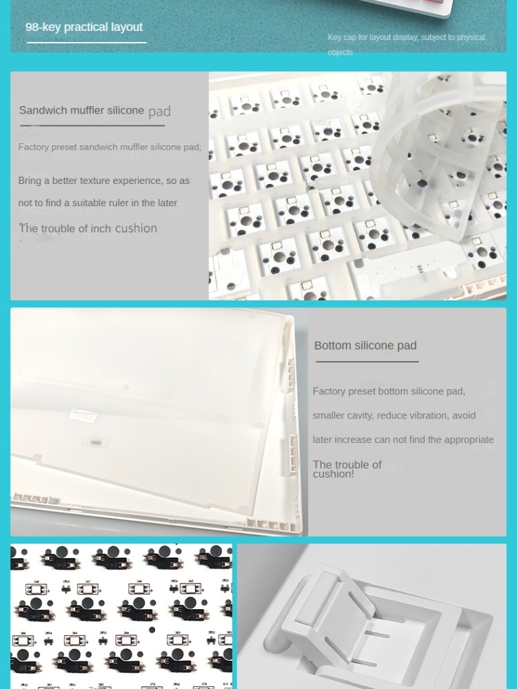 Lychee DK98 kit RGB mechanical keyboard Gasket game wired/wireless 2.4G ...