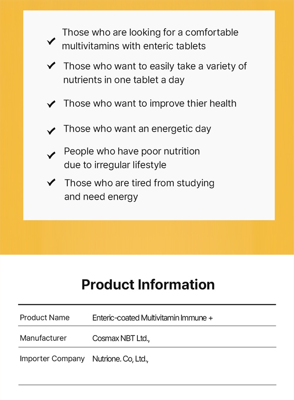 NUTRIONELIFE Enteric-Coated Multivitamin Immune Plus (1600mg x 30 ...
