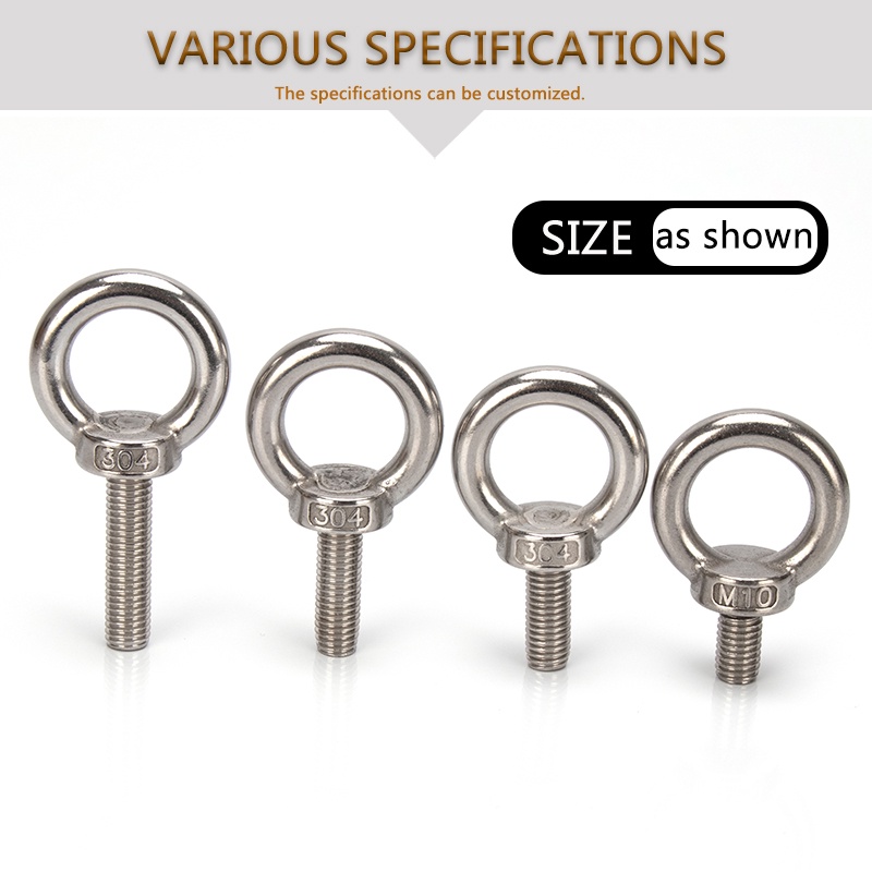 MroMax M10 X 90mm Machinery Shoulder Swing Lifting Eye Bolt 304 Stainless Steel Metric Thread 2pcs