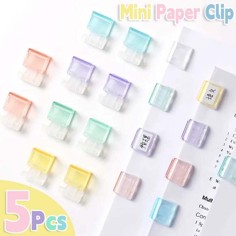 5Pcs Mini Candy Color Paper Clip Pusher / Transparent Plastic Staples ...