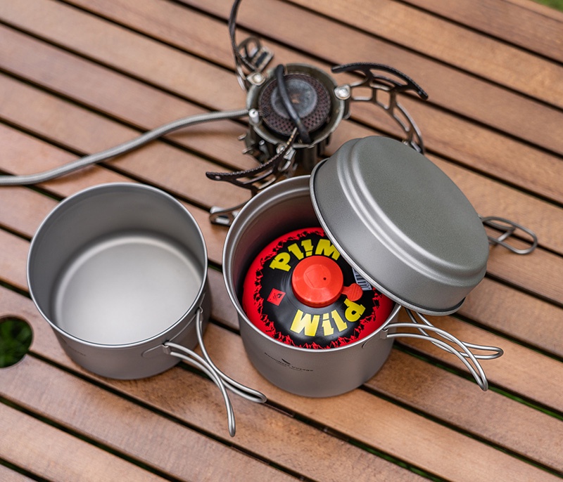Boundless Voyage Titanium Pot Pan Set with Folding Handle Outdoor ...