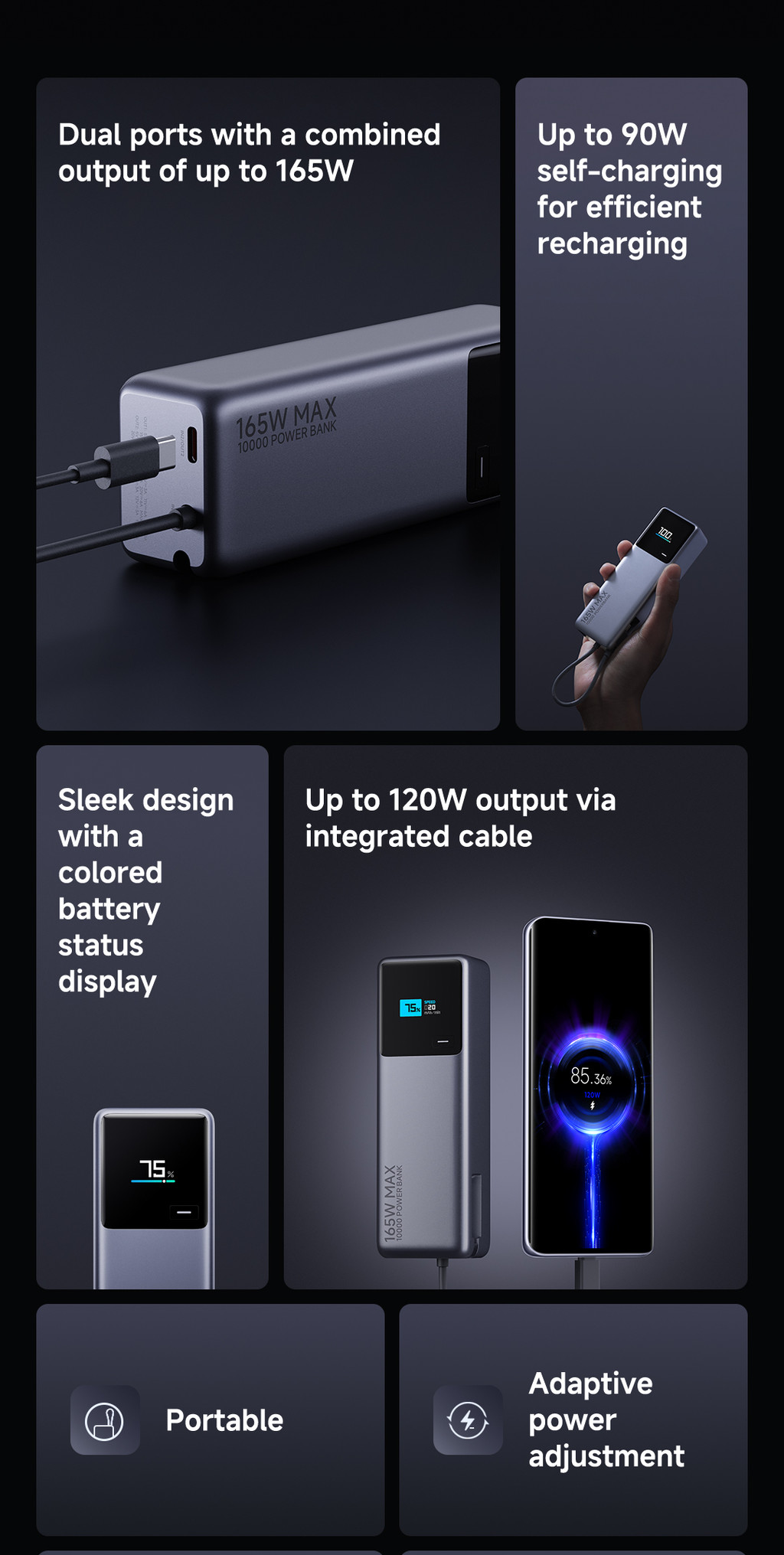 Xiaomi 165W Power Bank 10000mAh (Integrated Cable) | Shopee Singapore