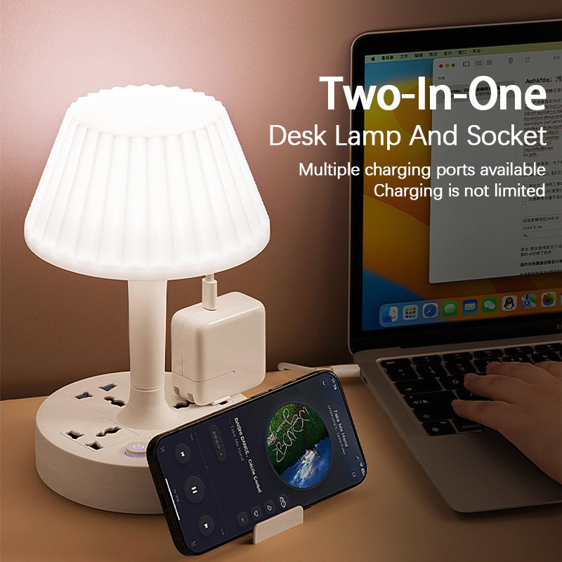 New Multi-functional Conversion Socket Table Lamp Dual USB Ports Three ...