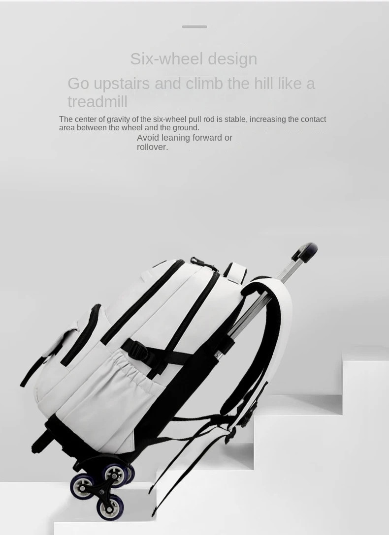 Backpack with wheels Rolling Wheeled Backpack Trolley School Bag Travel ...