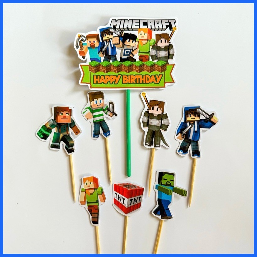 Cake TOPPER/CAKE TOPPER (LA-001)/ MINECRAFT CUPCAKE TOPPER/ MINECRAFT ...