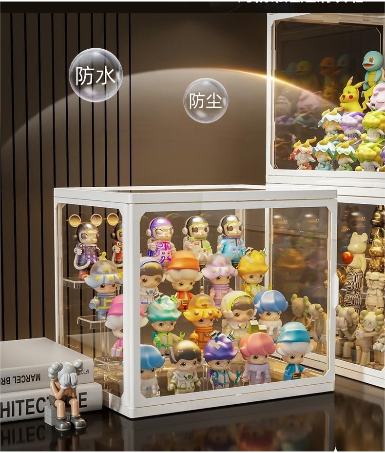 LUXATAS™ Glass Popmart Display box Storage Box with led light for Toys ...