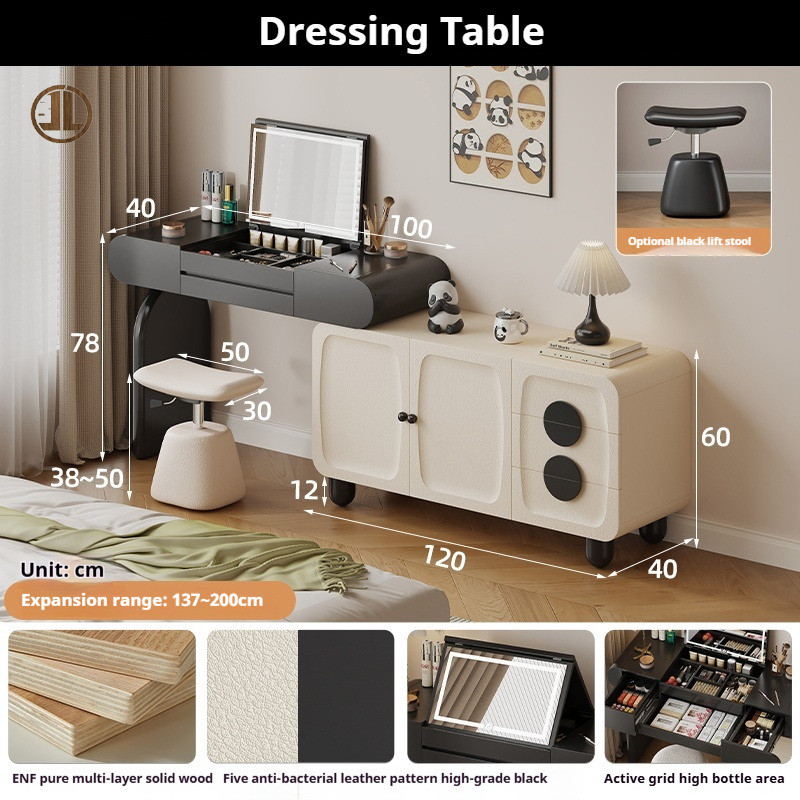 SP Dressing Table Panda Solid Wood Dressing Table Bucket Integrated ...