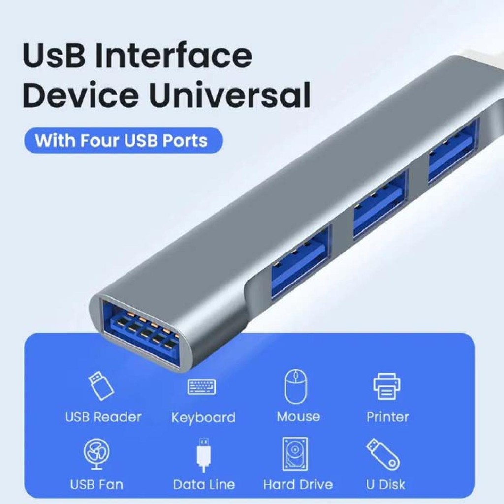 4 Port USB Hub Extension Type C Adapter 3.0 High Speed PC Laptop U Disk ...