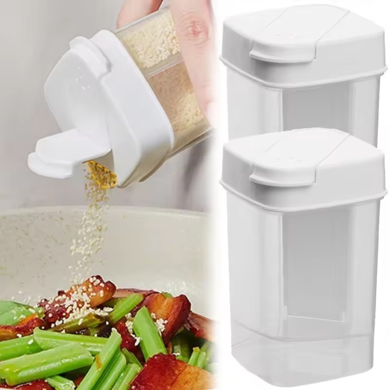 Double Lids Seasoning Container Box - Kitchen Spice Plastic Storage ...