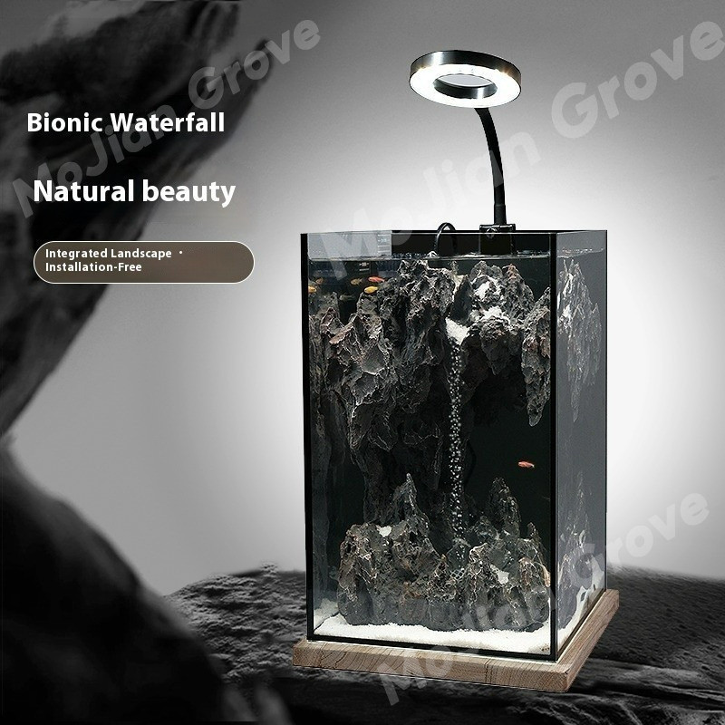 Waterfall Fish Tank Landscape Ecological Complete Set Small Desktop ...