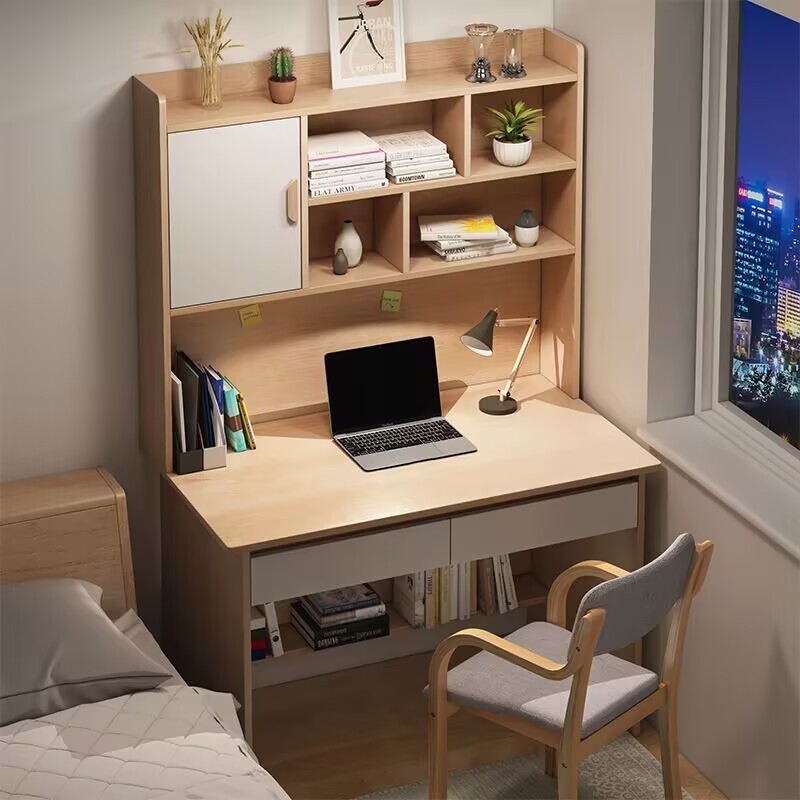 Study Desk Chair Set Drawer Computer with Bookshelf Combination One ...