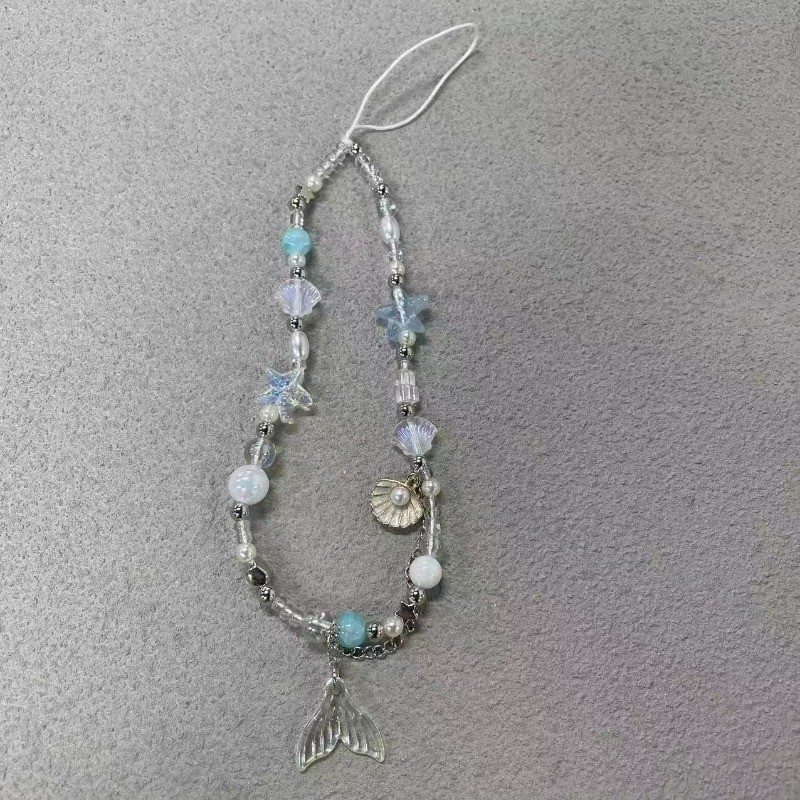 Dreamy Mermaid Sea Shell Phone Chain Lanyard Charm Strap Wrist Bead ...