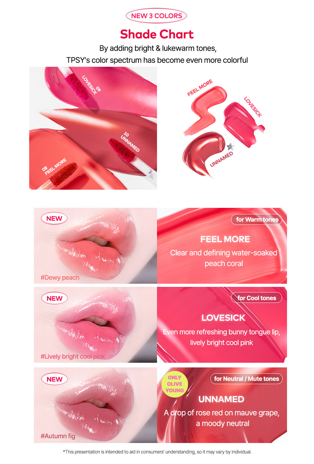 TPSY Juicy Lip Tint Plumper (10 Shades) - Water-like Gloss, Easy ...