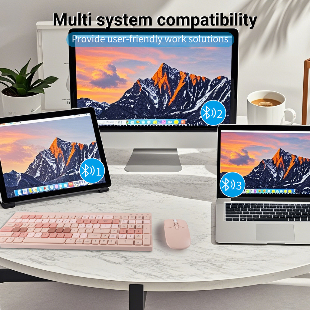 2.4G Bluetooth Wireless Keyboard Mouse Set Type-C Rechargeable 3 Level ...