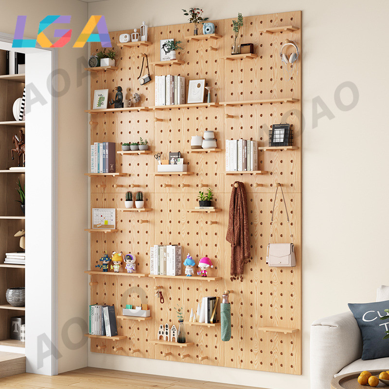 AOAO Solid Wood Pegboard Accessories Wall Shelf Hole Board Decoration ...