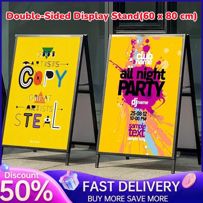 60 x 80 cm A Frame Sign Double-Sided Folding Sandwich Board Heavy Duty ...