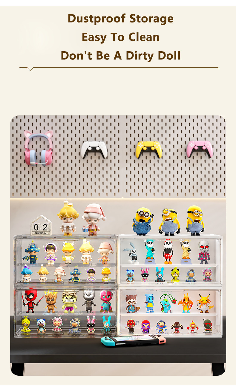 Figure Acrylic Display Box Transparent 2 Tier Stackable PopMart Doll ...