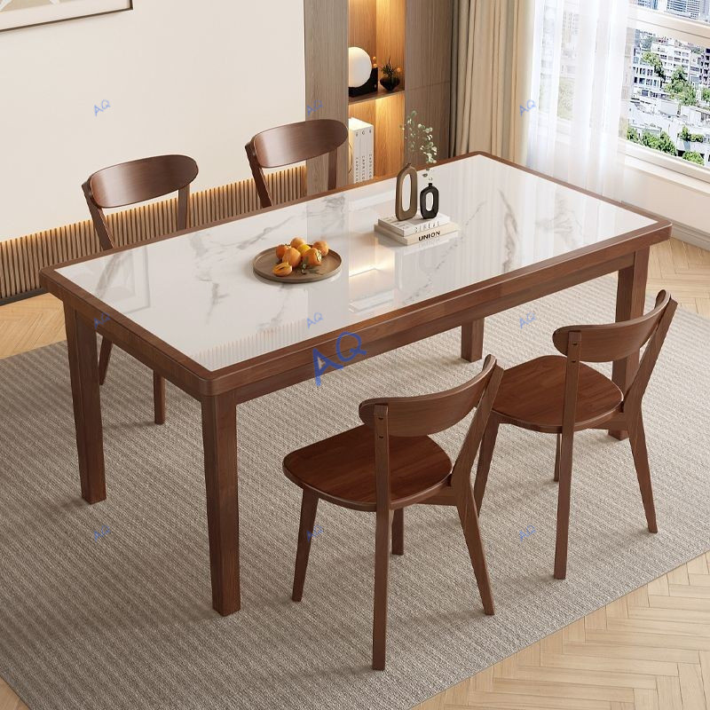 KAQ Dining Table Solid Wood Bright Slate Chair Small Apartment Modern ...