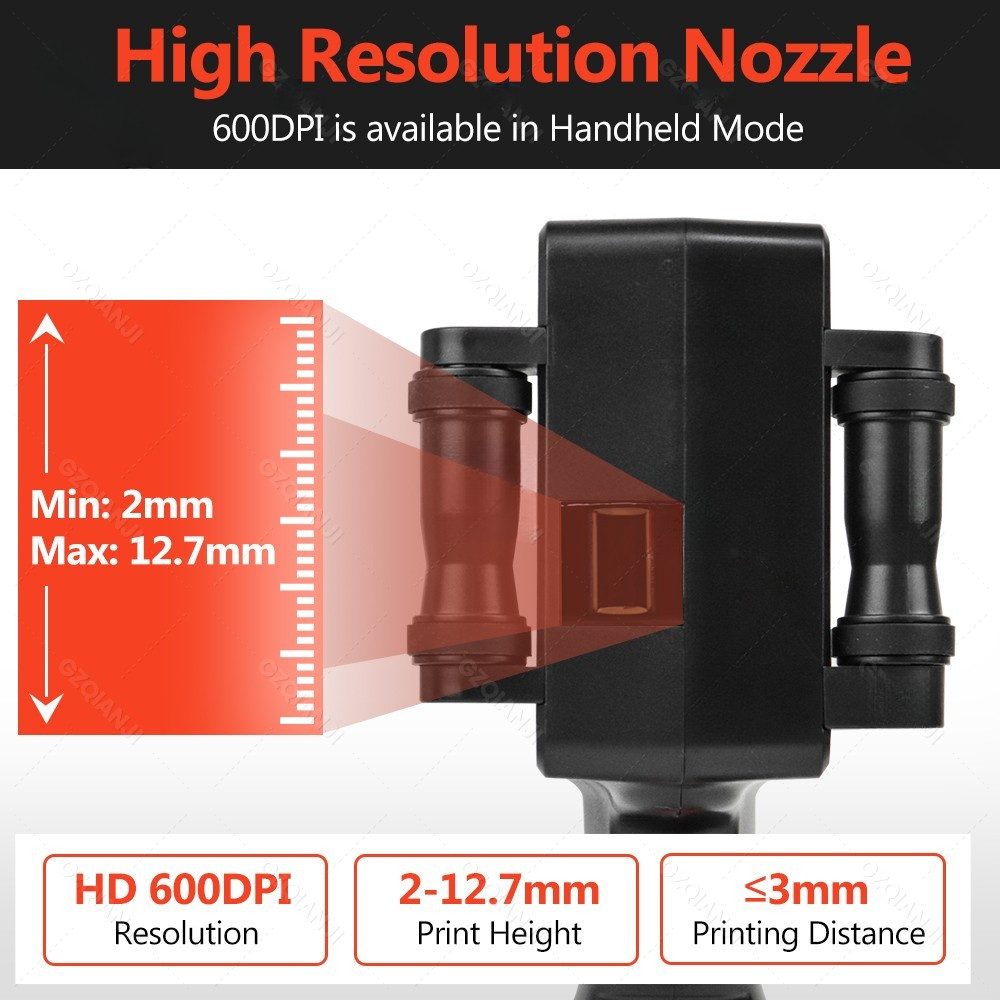 2-12.7mm Adjustable Printing Size Handheld Inkjet Printer 4.3inch ...