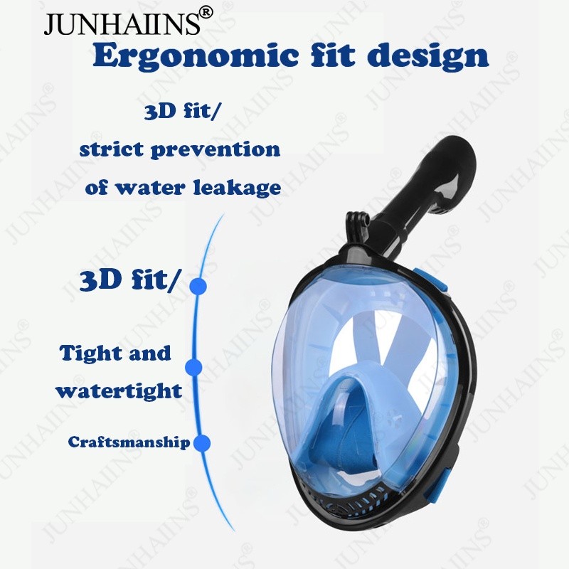 JUNHAIINS (COD) 2023 New 3D Fit Full Face Diving Mask Set Waterproof ...