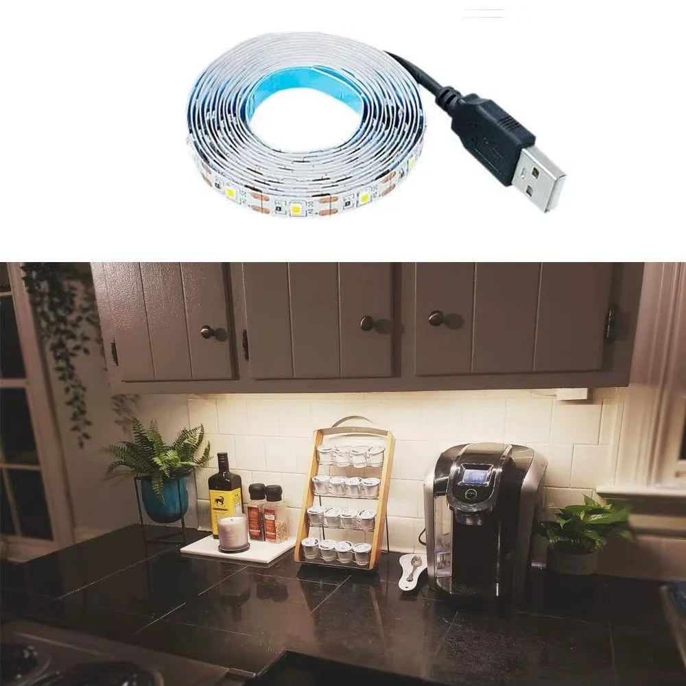 DC 5V USB LED Strip Light SMD 2835 Cool White Warm White 60LEDs/M USB ...