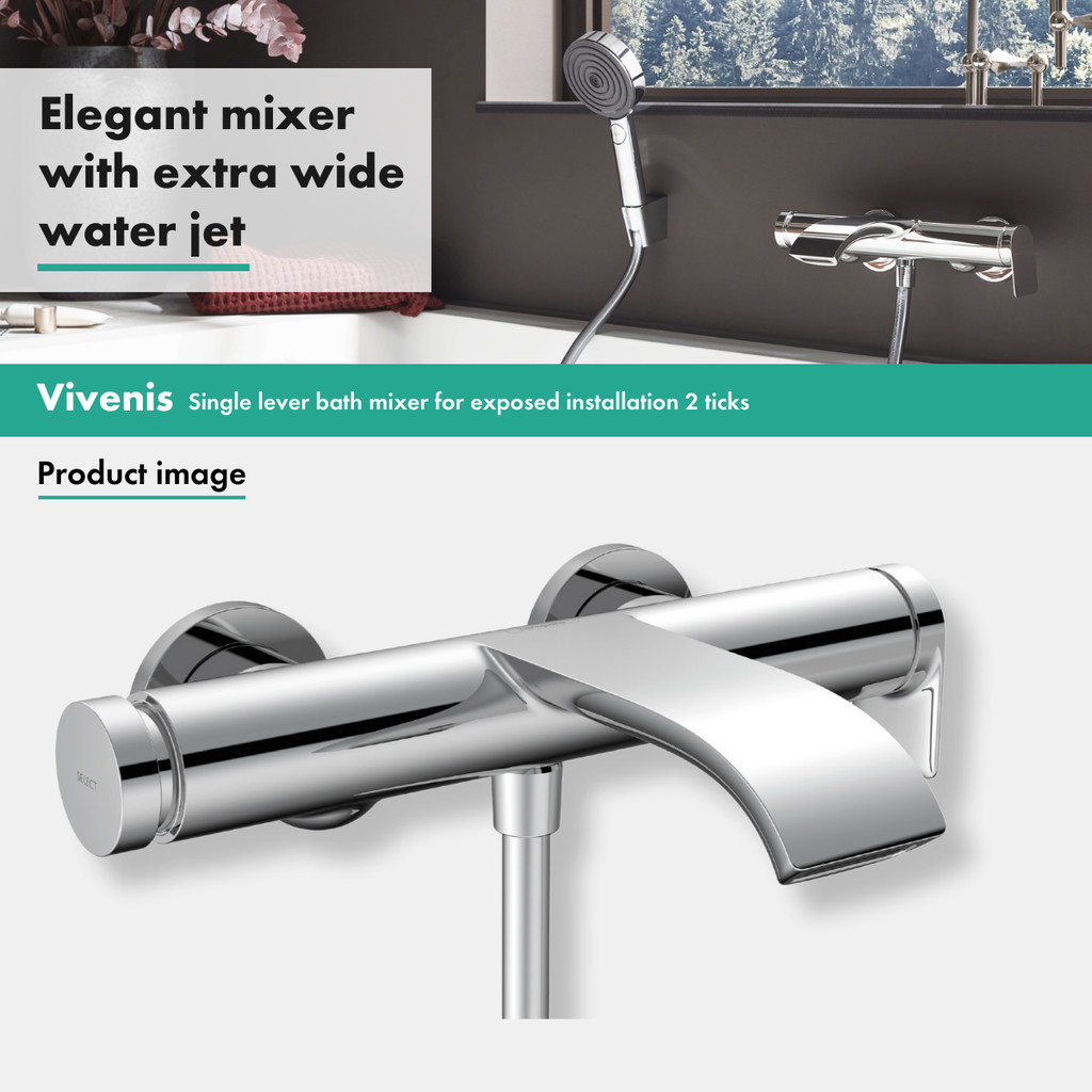 hansgrohe bath mixer Vivenis - single lever bath mixer tap for exposed ...