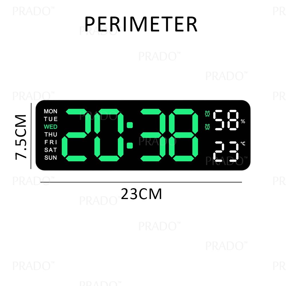 PRADO LED Digital Wall Clock USB Charge Large Display Date Time 12