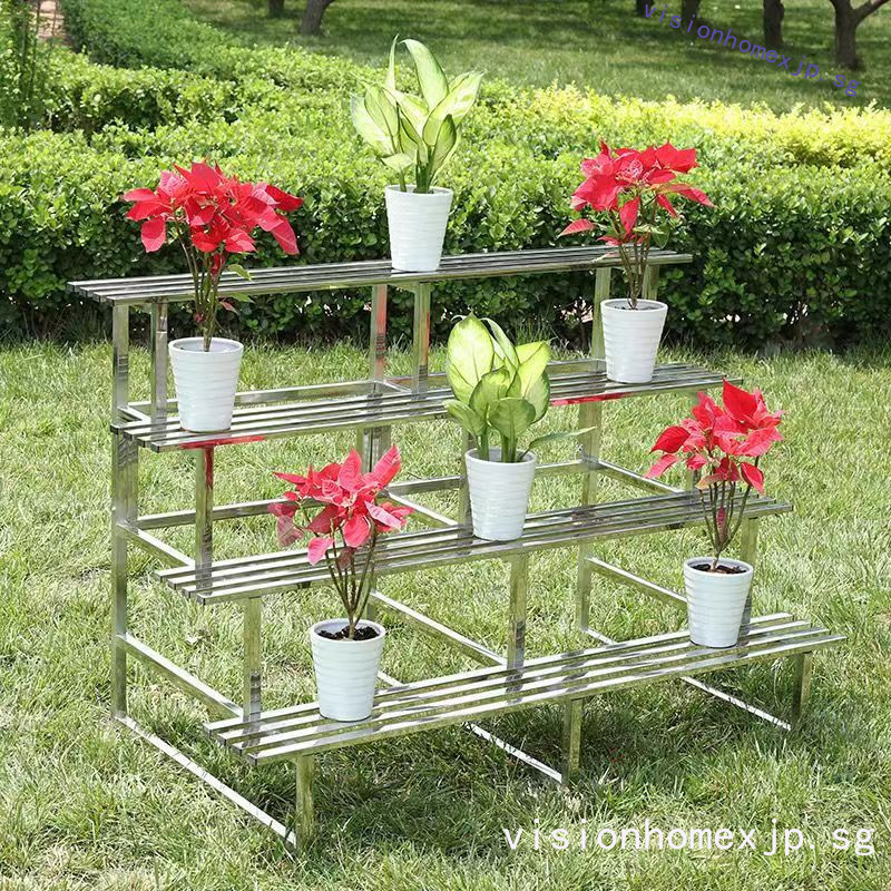 Stainless Steel Multi-Layer Metal Plant Rack 1-4 Tier Flower Pot Holder ...