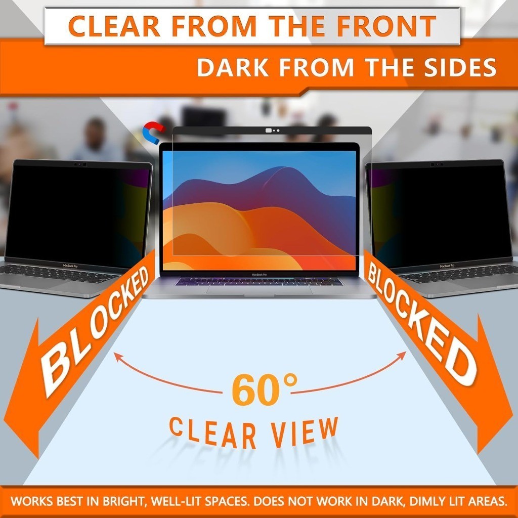 Computer Magnetic Privacy Screen Protector for Laptop 16:9 16:10 Aspect ...