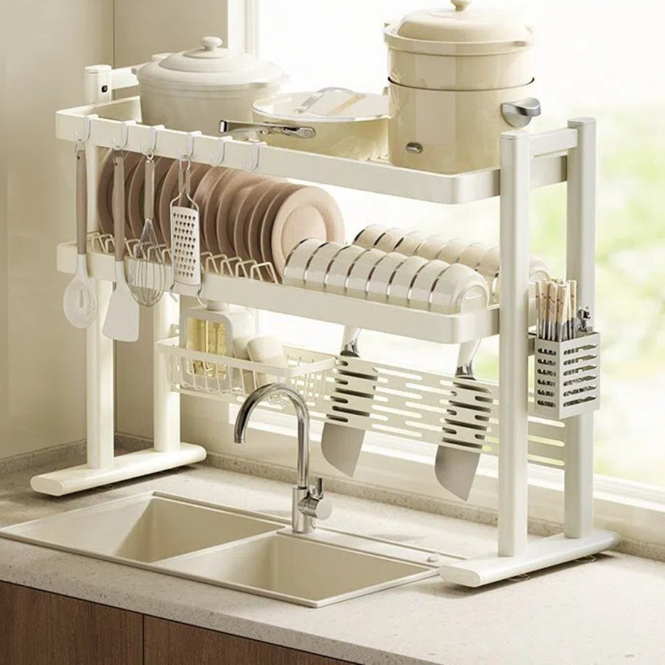 Adjustable Stainless Steel Kitchen Dish Rack Over The Sink Dish Rack ...