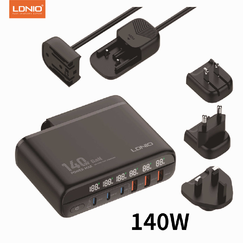 SG Local - LDNIO 140W GaN Fast Charging Adapter 6 In 1 Travel Adapter ...