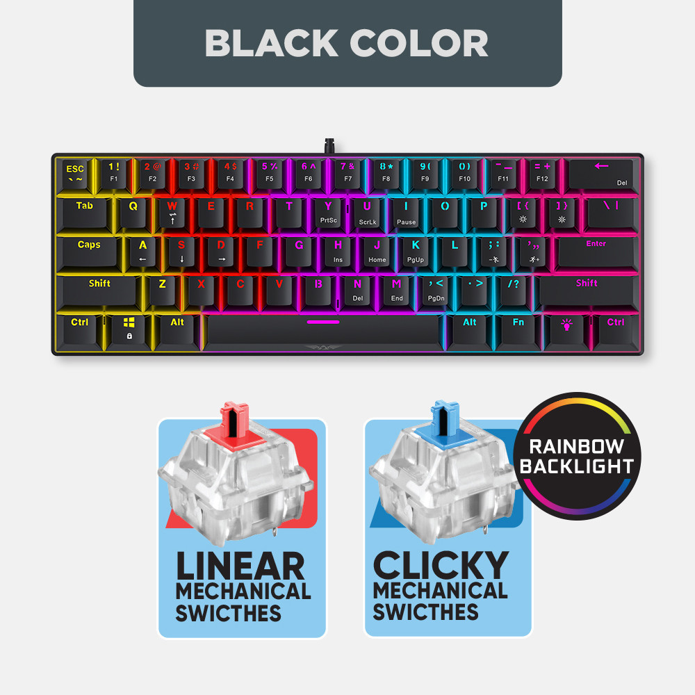Armaggeddon MKA 1C Core 61 Keys Wired Mechanical Keyboard | Rainbow ...