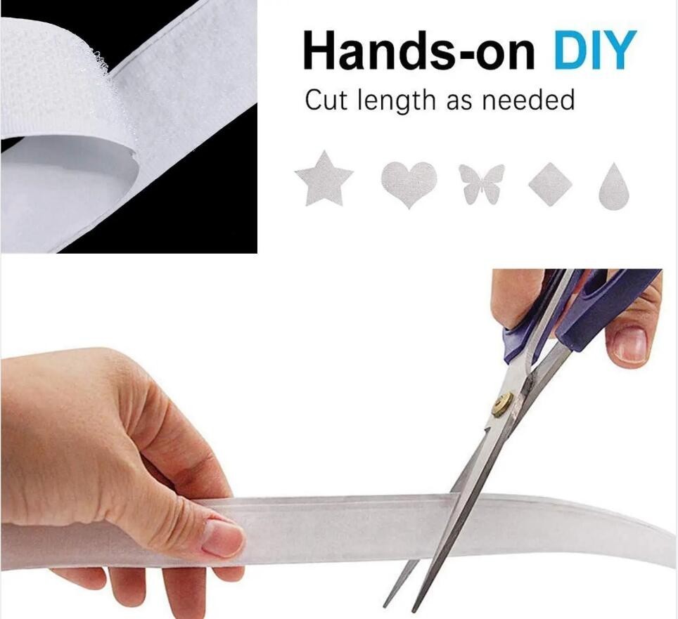 20-50mm White 1/3/5/10Meter Strong Self Adhesive Hook and Loop Magic ...