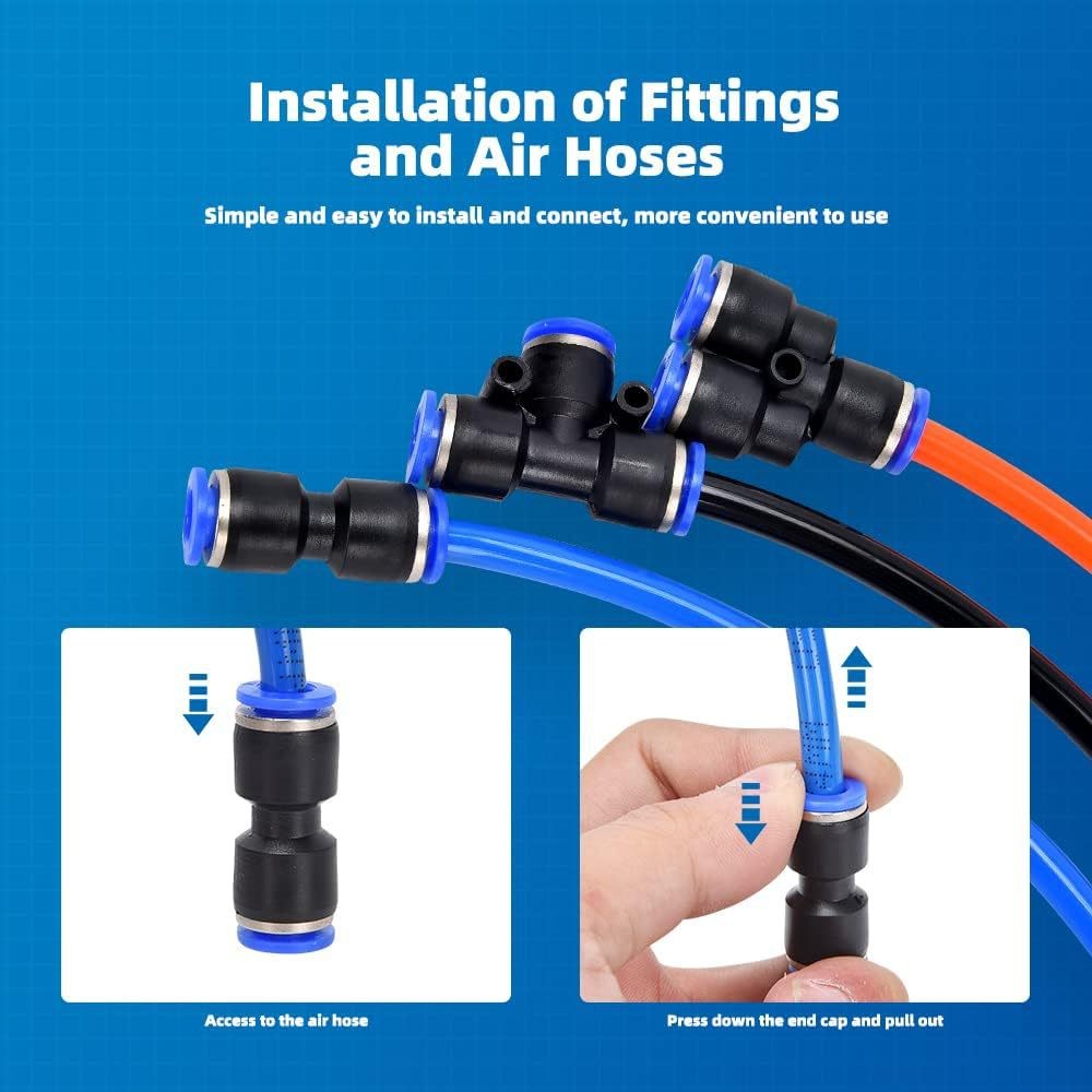 40Pcs Boxed Pneumatic Fittings Pipe Connector Tube 1/4 in OD Hose ...