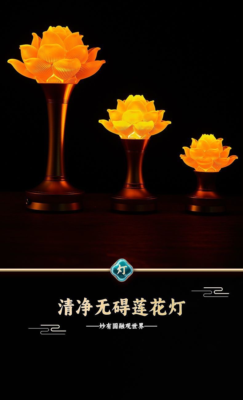 佛堂照明灯充电款佛灯观音莲花灯荷花灯长明灯供佛一对led佛灯 | Shopee Singapore
