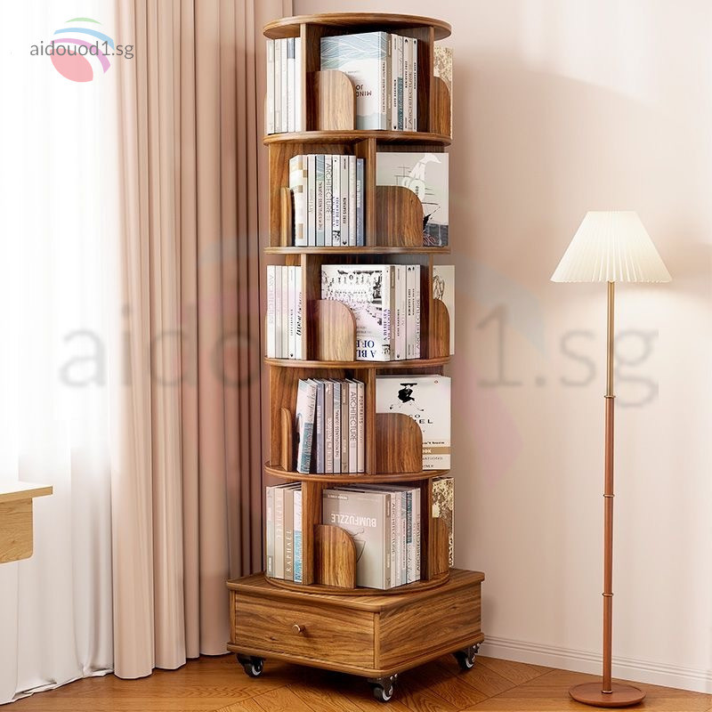 Bookshelf 360° Rotating Book Household Living Room Storage Rack With ...