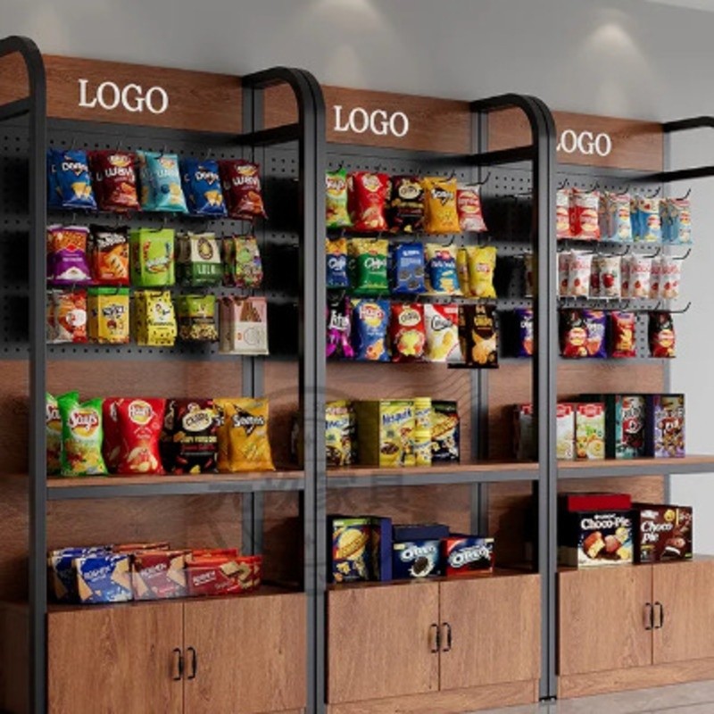 Convenience Store Shelf Display Cabinet Single-Sided Wall Mounted Bulk ...