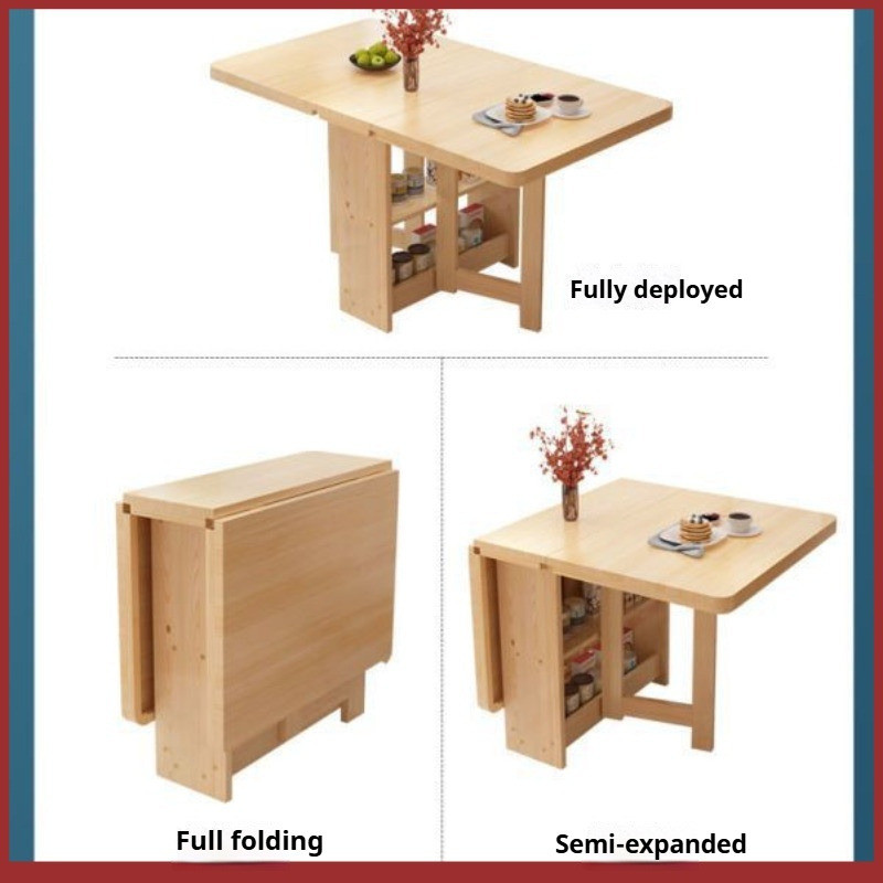 Solid Wood Folding Table Dining Table Small Apartment Multi-function ...