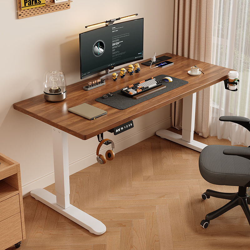Solid Wood Electric Lift Desk Intelligent Computer Desk Adjustable Desk ...