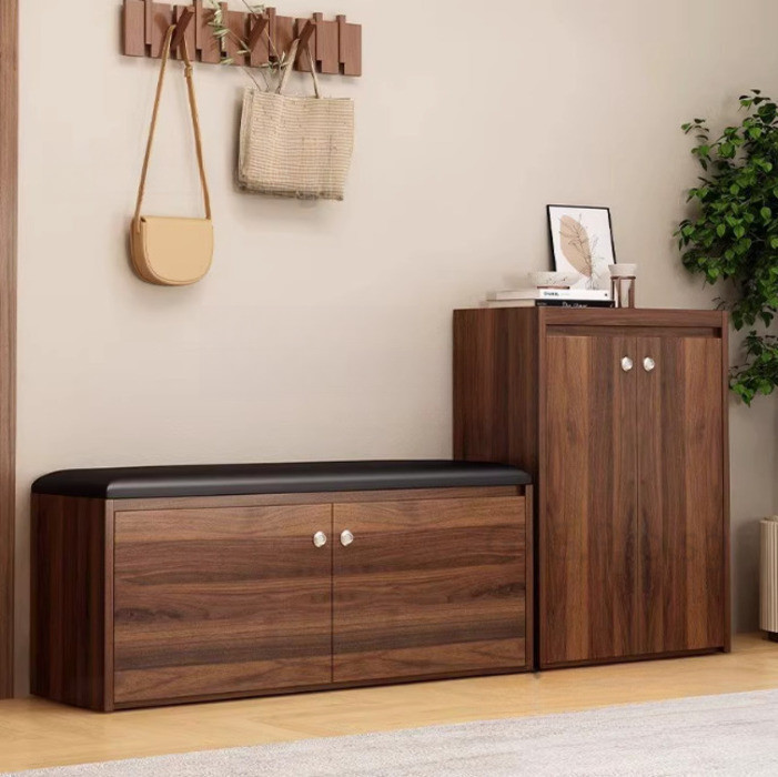Shoe Bench Solid Wood Shoe Changing Bench Cabinet Integrated Shoe Rack ...