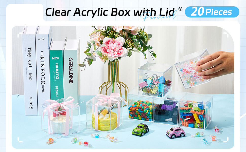 5/10/20Pcs Acrylic Square Candy Box / Clear Plastic Square Cube Box ...