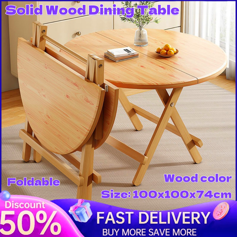 Easy-to-Assemble Solid Wood Folding Table Home Simple Small Dining ...