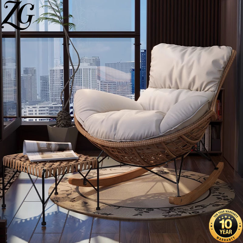 ZG Sofa Chair Casual Rattan Rocking Chair Balcony Living Room Lunch ...