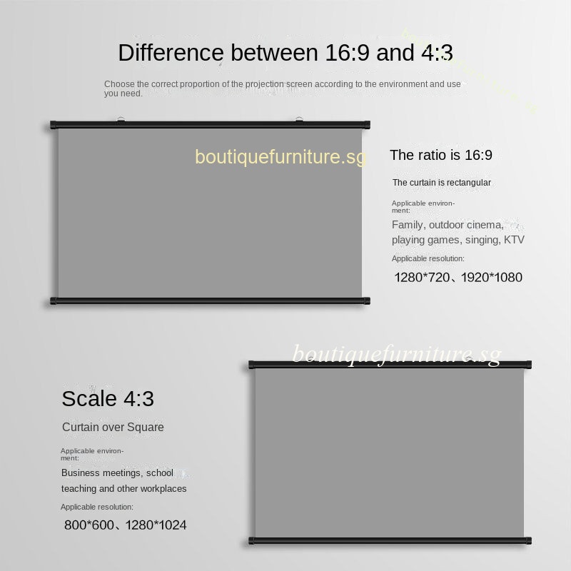 16:9 72/84/100 Inches Projection Screen with Stand HD Ultra-Clear ...