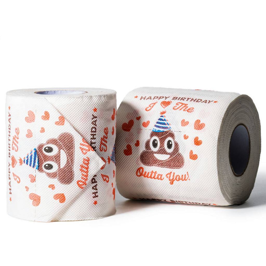 【SG Stock】Funny Toilet Paper Poop Pattern Happy Birthday Party Paper ...